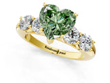 Yellow gold Fancy Green Heart  Cut Five-Stone Prong Set Diamond Ring with Classic Band_30