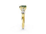 Yellow gold Fancy Green Heart  Cut Five-Stone Prong Set Diamond Ring with Classic Band_31
