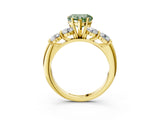 Yellow gold Fancy Green Heart  Cut Five-Stone Prong Set Diamond Ring with Classic Band_32