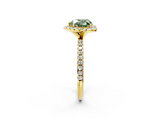 Yellow gold Fancy Green Heart  Cut Halo Diamond Engagement Ring with Pave Band and Four-Prong Setting_2