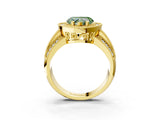 Yellow gold Fancy Green Heart Cut Halo Diamond Engagement Ring with Pave Split Shank and Four-Prong Setting_3