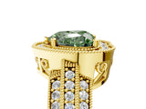 Yellow gold Fancy Green Heart Cut Halo Diamond Engagement Ring with Pave Split Shank and Four-Prong Setting_5