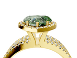Yellow gold Fancy Green Heart  Cut Halo Diamond Engagement Ring with Split Shank and Four-Prong Setting_4