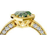 Yellow gold Fancy Green Heart  Cut Halo Diamond Pave Band Ring with Four-Prong Setting_4