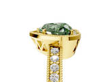 Yellow gold Fancy Green Heart  Cut Halo Diamond Pave Band Ring with Four-Prong Setting_5