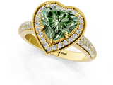 Yellow gold Fancy Green Heart  Cut Halo Diamond Pave Band with Four-Prong Setting_1