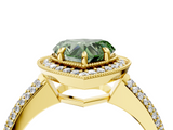 Yellow gold Fancy Green Heart  Cut Halo Diamond Pave Band with Four-Prong Setting_4