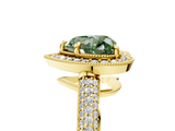 Yellow gold Fancy Green Heart  Cut Halo Diamond Pave Band with Four-Prong Setting_5