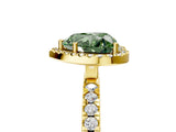 Yellow gold Fancy Green Heart Cut Halo Diamond Pave Band with Prong Setting_5