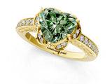 Yellow gold Fancy Green Heart  Cut Halo Diamond Ring with Channel Set Band and Four-Prong Setting_30