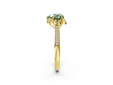 Yellow gold Fancy Green Heart  Cut Halo Diamond Ring with Channel Set Band and Four-Prong Setting_31