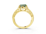 Yellow gold Fancy Green Heart  Cut Halo Diamond Ring with Channel Set Band and Four-Prong Setting_32