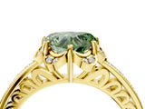 Yellow gold Fancy Green Heart  Cut Halo Diamond Ring with Channel Set Band and Four-Prong Setting_33