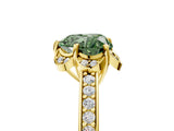 Yellow gold Fancy Green Heart  Cut Halo Diamond Ring with Channel Set Band and Four-Prong Setting_34