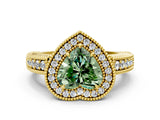 Yellow gold Fancy Green Heart  Cut Halo Diamond Ring with Pavé Band and Four-Prong Setting_29