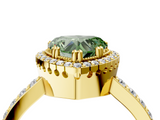 Yellow gold Fancy Green Heart  Cut Halo Diamond Ring with Pave Band and Four-Prong Setting_4