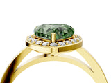 Yellow gold Fancy Green Heart Cut Halo Diamond Ring with Solitaire Band and Prong Setting_4