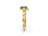 Yellow gold Fancy Green Heart Cut Halo Diamond Solitaire with Filigree Band and Four-Prong Setting_2