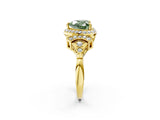 Yellow gold Fancy Green Heart Cut Halo Diamond Split Shank Engagement Ring with Four-Prong Setting_2