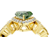 Yellow gold Fancy Green Heart Cut Halo Diamond Split Shank Engagement Ring with Four-Prong Setting_4
