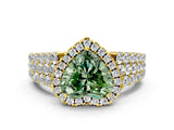 Yellow gold Fancy Green Heart Cut Halo Pavé Diamond Engagement Ring with Split Shank and Four-Prong Setting_3
