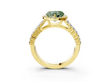 Yellow gold Fancy Green Heart Cut Halo Pavé Diamond Engagement Ring with Split Shank and Four-Prong Setting_6