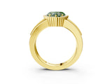 Yellow gold Fancy Green Heart  Cut Halo Pave Band Four-Prong Ring_32