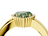 Yellow gold Fancy Green Heart  Cut Halo Pave Band Four-Prong Ring_33