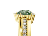 Yellow gold Fancy Green Heart  Cut Halo Pave Band Four-Prong Ring_34