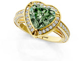 Yellow gold Fancy Green Heart  Cut Halo Pave Split Shank Prong Setting Ring_33