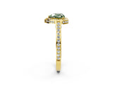 Yellow gold Fancy Green Heart  Cut Halo Pave Split Shank Prong Setting Ring_34