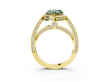 Yellow gold Fancy Green Heart  Cut Halo Pave Split Shank Prong Setting Ring_35