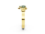 Yellow gold Fancy Green Heart Cut Halo Round Diamond Twist Band with Four-Prong Setting_2