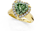 Yellow gold Fancy Green Heart  Cut Halo Solitaire Engagement Ring with Square Band and Four-Prong Setting_67