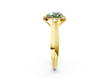 Yellow gold Fancy Green Heart  Cut Halo Solitaire Engagement Ring with Square Band and Four-Prong Setting_68