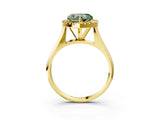 Yellow gold Fancy Green Heart  Cut Halo Solitaire Engagement Ring with Square Band and Four-Prong Setting_69