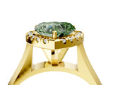 Yellow gold Fancy Green Heart  Cut Halo Solitaire Engagement Ring with Square Band and Four-Prong Setting_70
