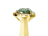 Yellow gold Fancy Green Heart  Cut Halo Solitaire Engagement Ring with Square Band and Four-Prong Setting_71