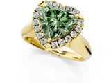 Yellow gold Fancy Green Heart  Cut Halo Solitaire Engagement Ring with Square Band and Four-Prong Setting_78