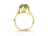 Yellow gold Fancy Green Heart  Cut Halo Solitaire Engagement Ring with Square Band and Four-Prong Setting_80