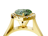 Yellow gold Fancy Green Heart  Cut Halo Solitaire Engagement Ring with Square Band and Four-Prong Setting_81