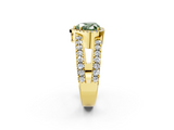 Yellow gold Fancy Green Heart  Cut Halo Split Shank Diamond Ring with Four-Prong Setting_2