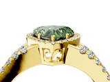 Yellow gold Fancy Green Heart  Cut Halo Split Shank Diamond Ring with Four-Prong Setting_4