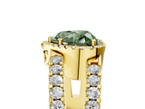 Yellow gold Fancy Green Heart  Cut Halo Split Shank Diamond Ring with Four-Prong Setting_5