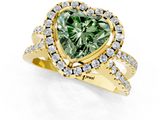 Yellow gold Fancy Green Heart  Cut Halo Split Shank Pave Set Ring_1