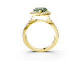 Yellow gold Fancy Green Heart  Cut Halo Split Shank Pave Set Ring_3
