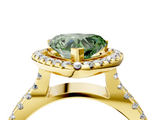 Yellow gold Fancy Green Heart  Cut Halo Split Shank Pave Set Ring_4