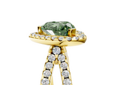 Yellow gold Fancy Green Heart  Cut Halo Split Shank Pave Set Ring_5