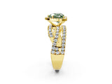 Yellow gold Fancy Green Heart  Cut Halo Split Shank Prong Setting Ring_14