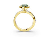 Yellow gold Fancy Green Heart  Cut Halo Split Shank Prong Setting Ring_15